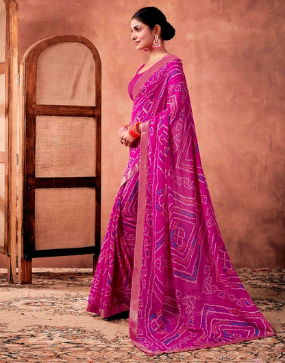 Rani Pink Georgette Printed Saree