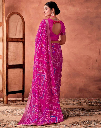 Rani Pink Georgette Printed Saree