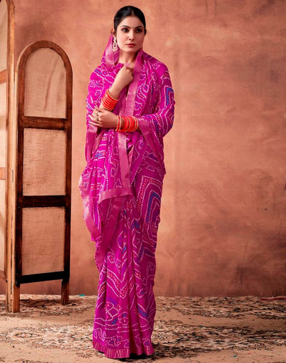 Rani Pink Georgette Printed Saree