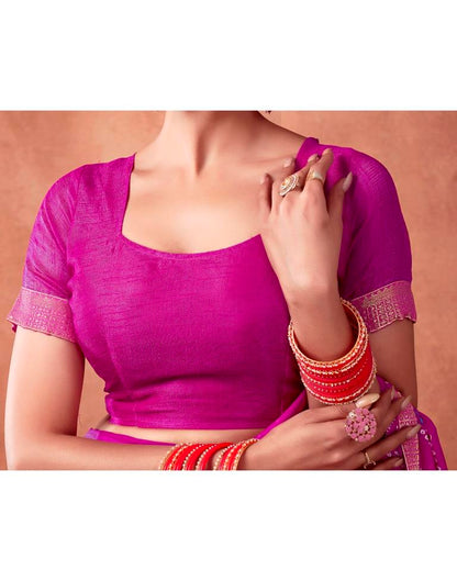 Rani Pink Georgette Printed Saree