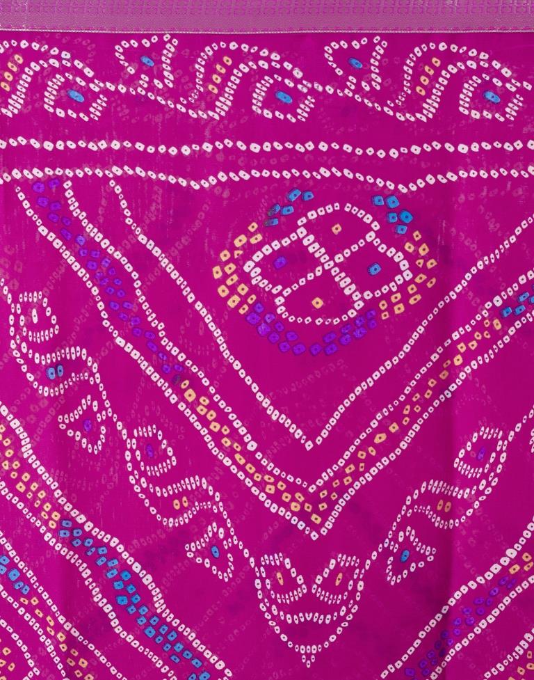 Rani Pink Georgette Printed Saree