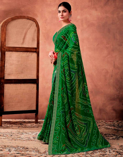 Green Georgette Printed Saree