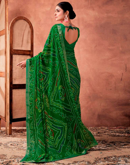 Green Georgette Printed Saree