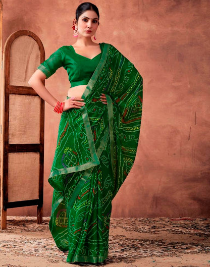 Green Georgette Printed Saree