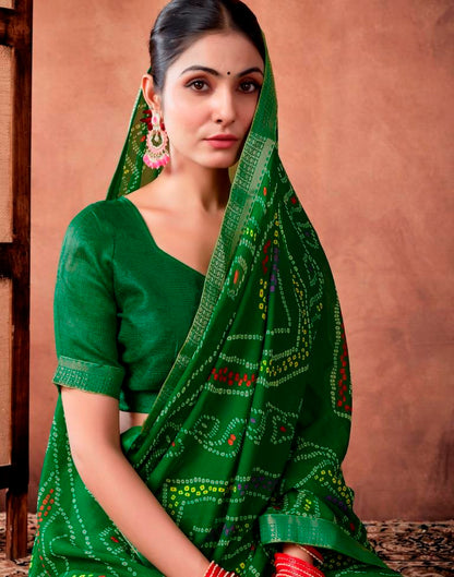Green Georgette Printed Saree