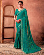 Teal Georgette Printed Saree