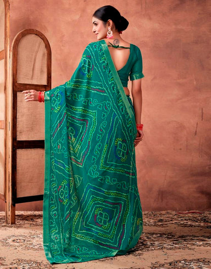 Teal Georgette Printed Saree