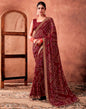 Maroon Georgette Printed Saree
