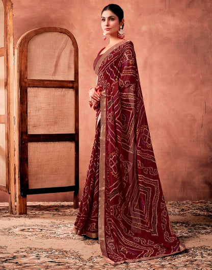 Maroon Georgette Printed Saree