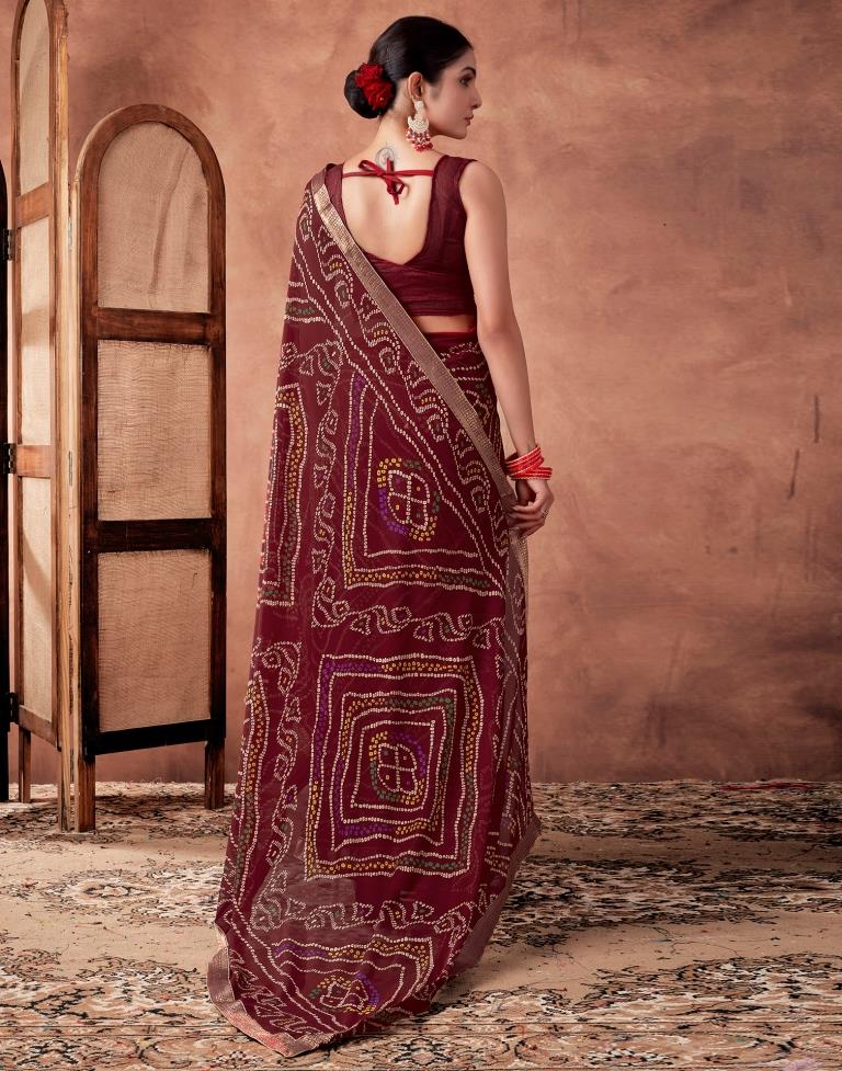 Maroon Georgette Printed Saree