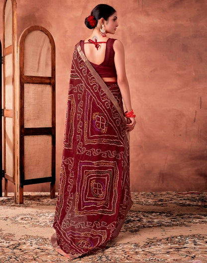 Maroon Georgette Printed Saree