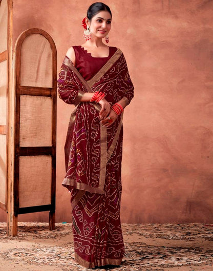 Maroon Georgette Printed Saree