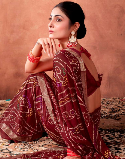 Maroon Georgette Printed Saree