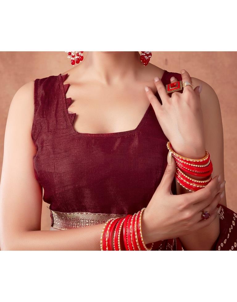 Maroon Georgette Printed Saree