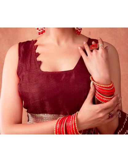 Maroon Georgette Printed Saree