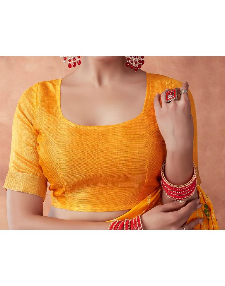Yellow Georgette Printed Saree