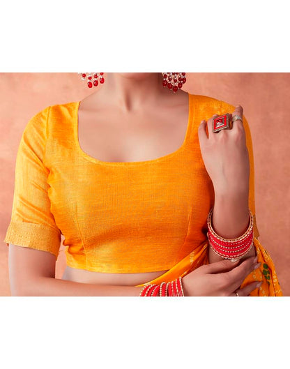 Yellow Georgette Printed Saree