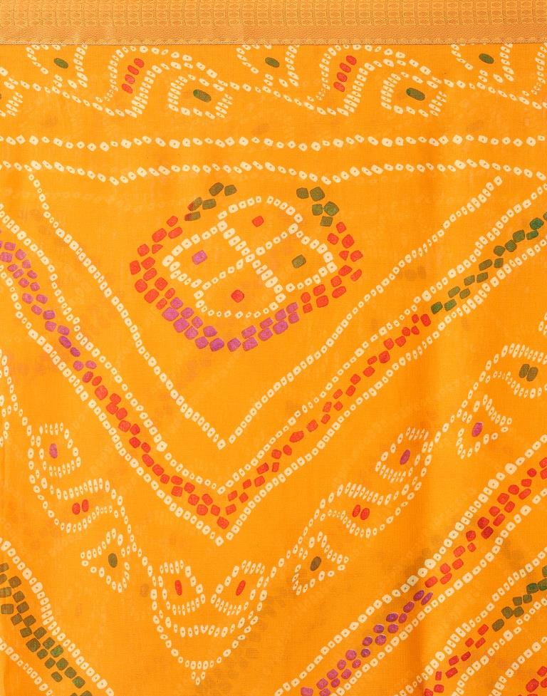Yellow Georgette Printed Saree