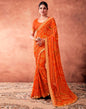 Orange  Georgette Printed Saree