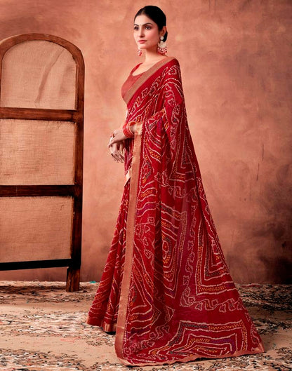 Red Georgette Printed Saree