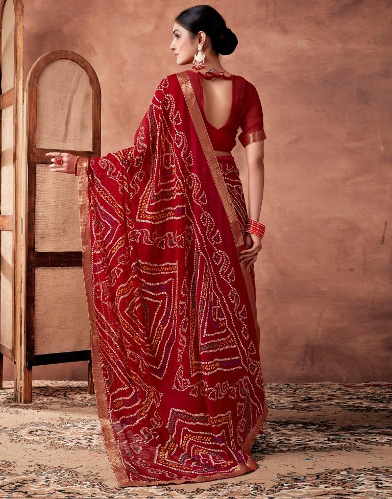 Red Georgette Printed Saree
