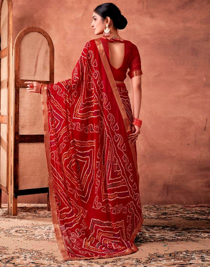Red Georgette Printed Saree