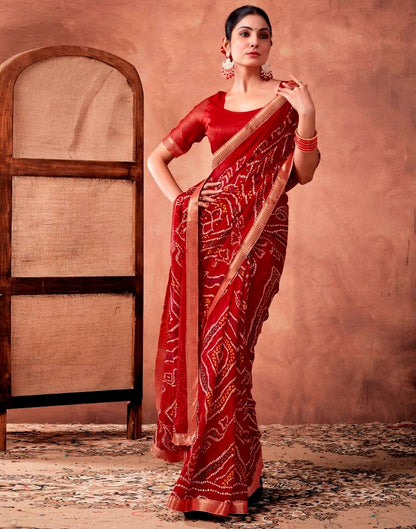 Red Georgette Printed Saree