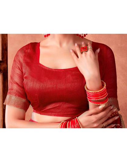 Red Georgette Printed Saree