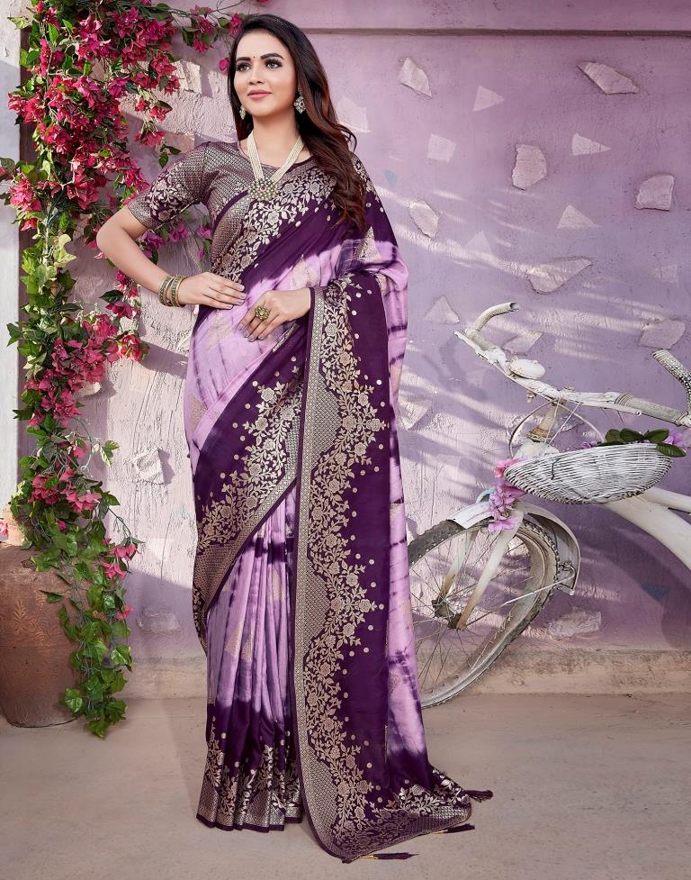 Light Purple Cotton Woven Saree