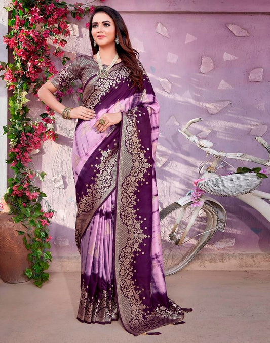 Light Purple Cotton Woven Saree