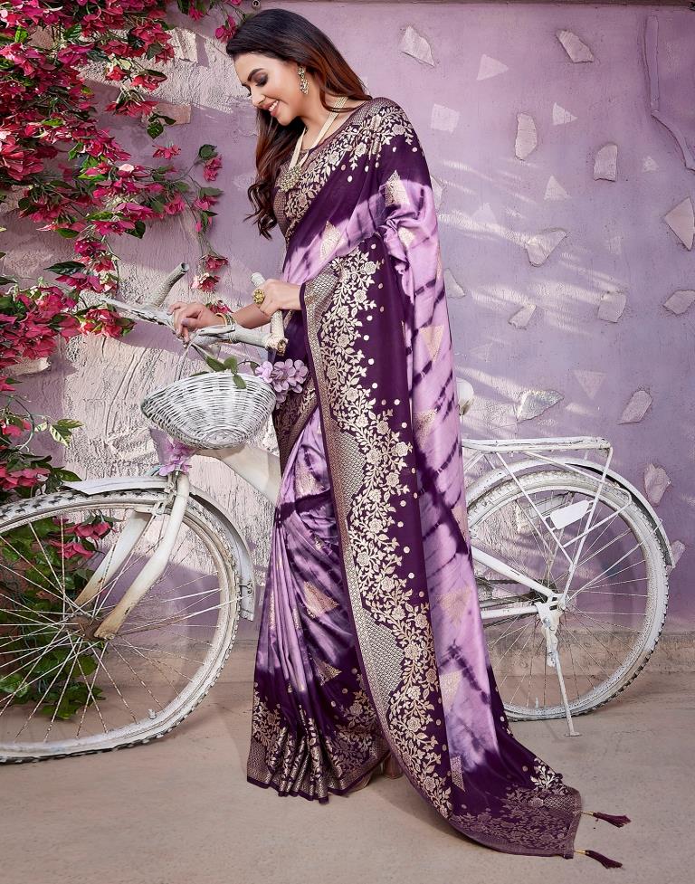 Light Purple Cotton Woven Saree