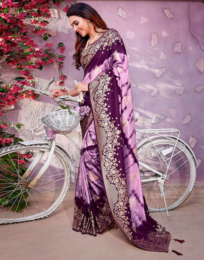 Light Purple Cotton Woven Saree