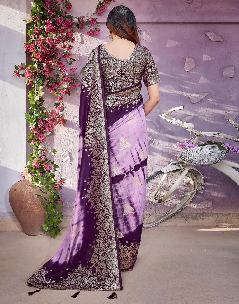 Light Purple Cotton Woven Saree