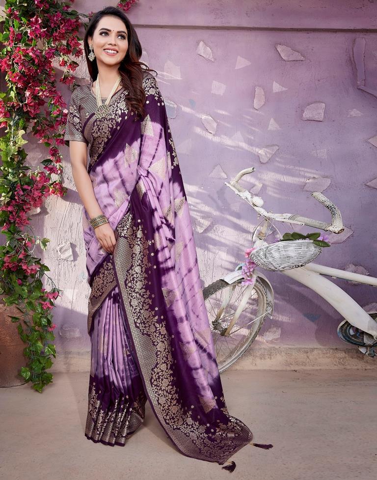 Light Purple Cotton Woven Saree