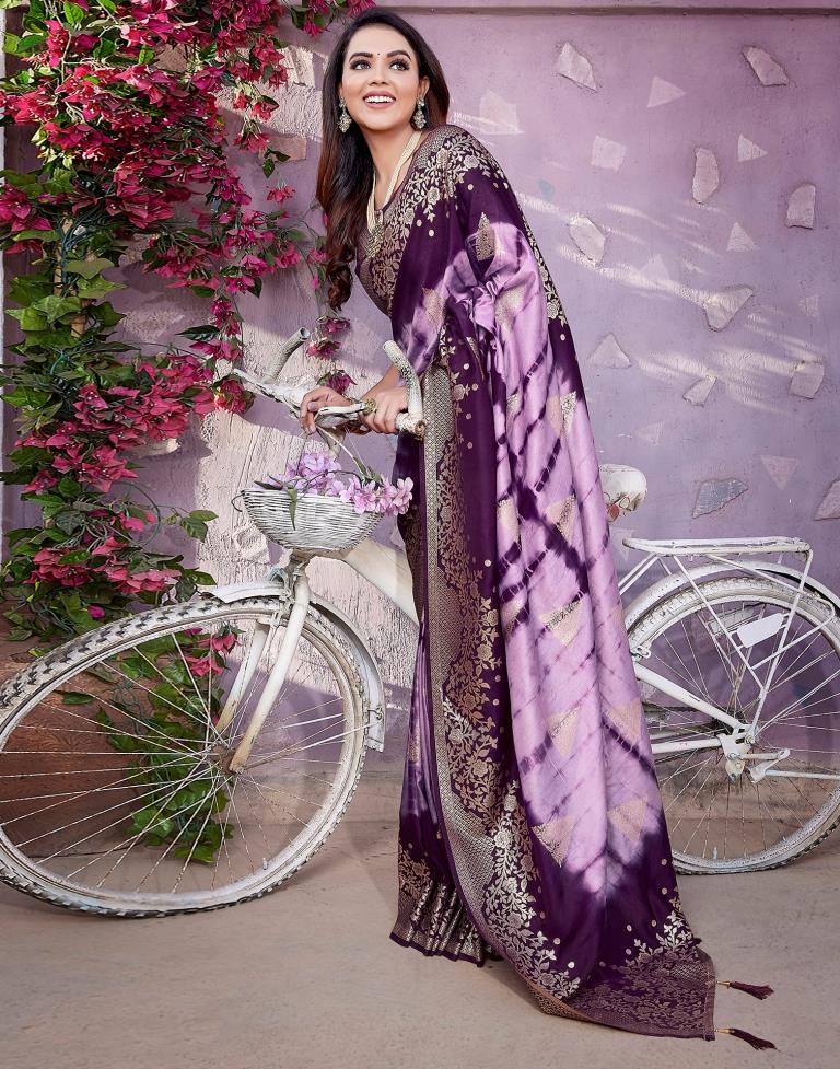 Light Purple Cotton Woven Saree