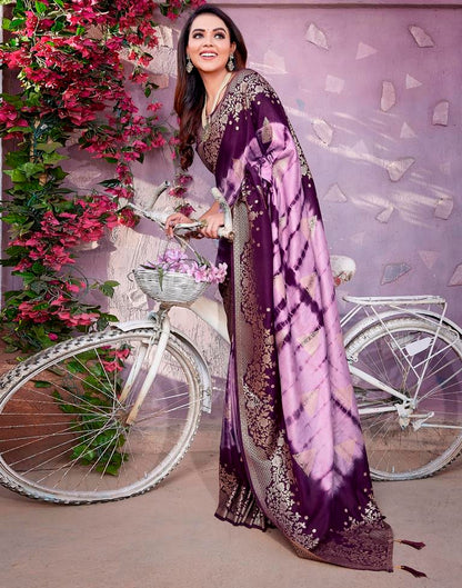 Light Purple Cotton Woven Saree