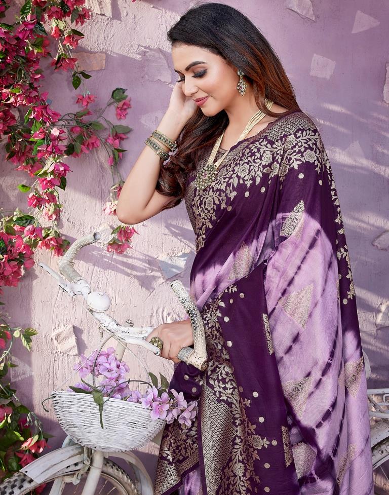 Light Purple Cotton Woven Saree