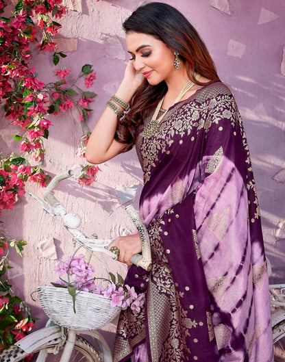 Light Purple Cotton Woven Saree