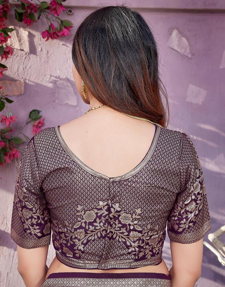 Light Purple Cotton Woven Saree