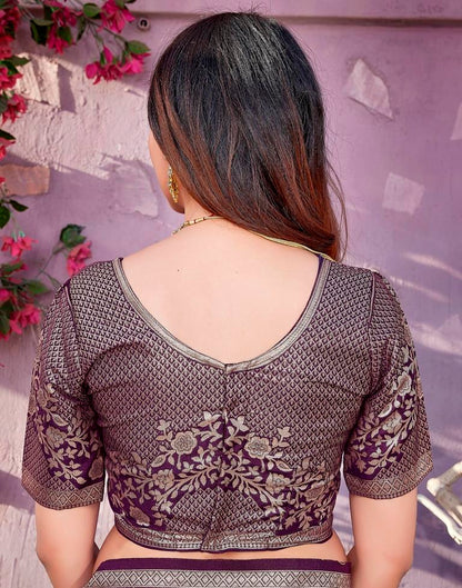 Light Purple Cotton Woven Saree