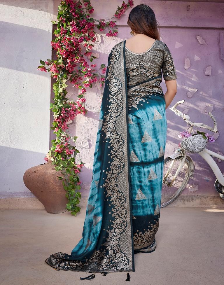 Light Blue Cotton Woven Saree