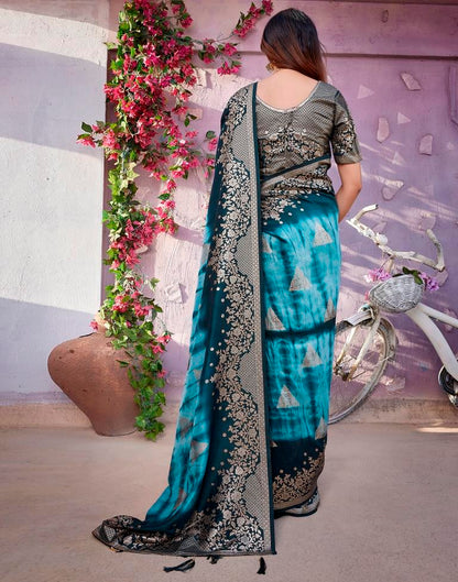 Light Blue Cotton Woven Saree