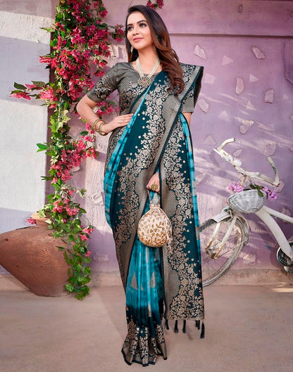 Light Blue Cotton Woven Saree