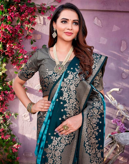 Light Blue Cotton Woven Saree