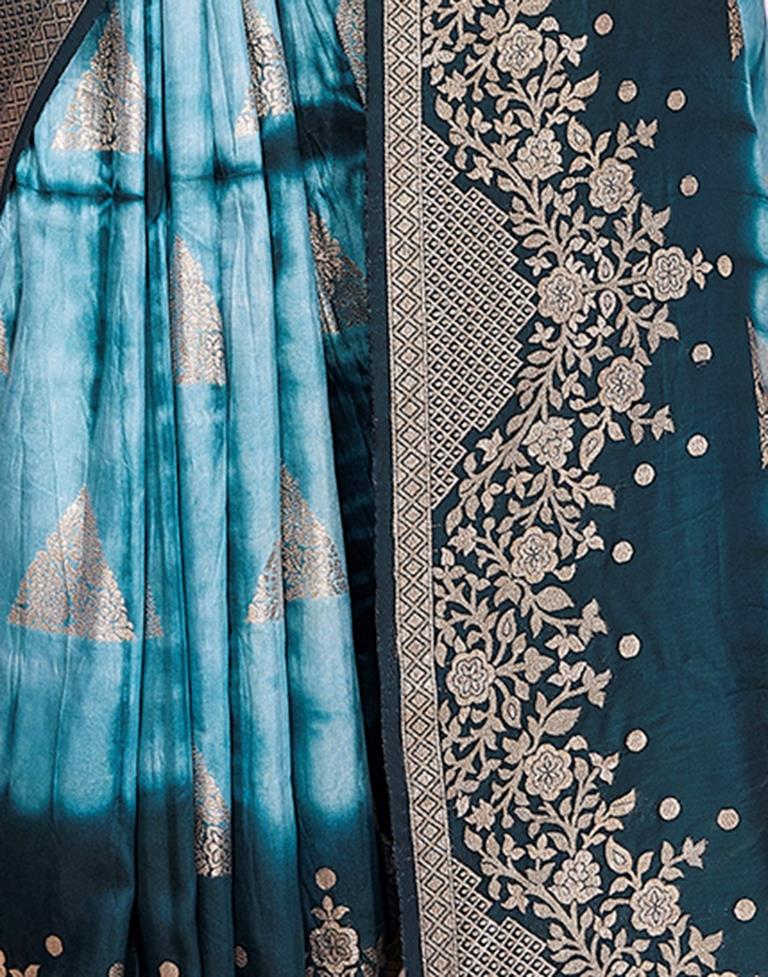 Light Blue Cotton Woven Saree