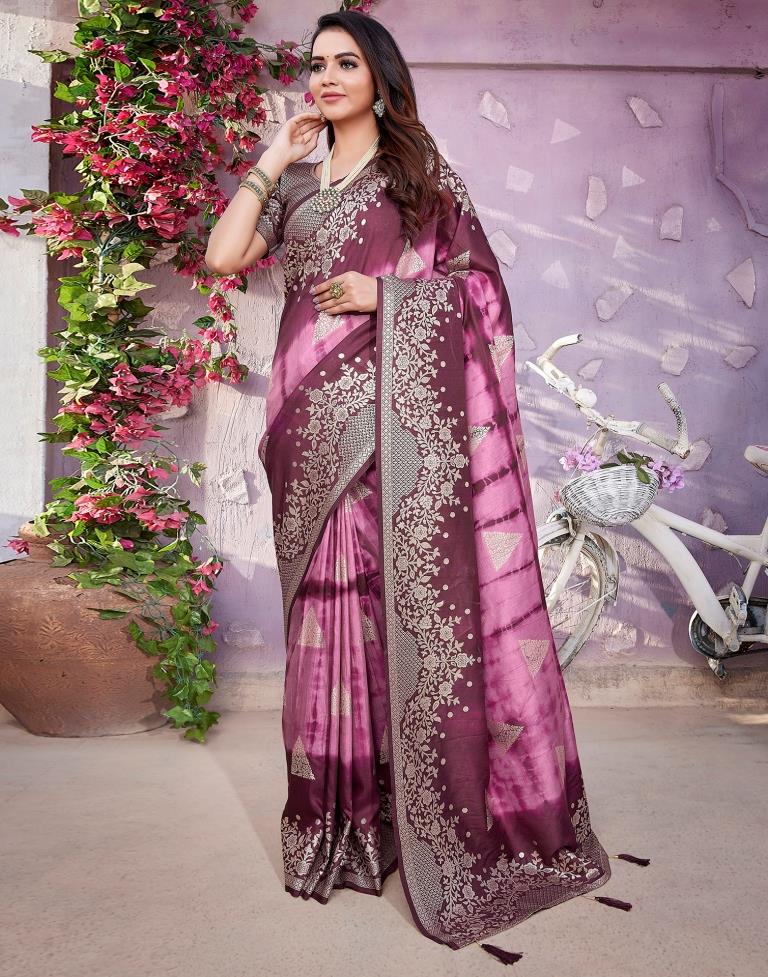 Pink Cotton Woven Saree