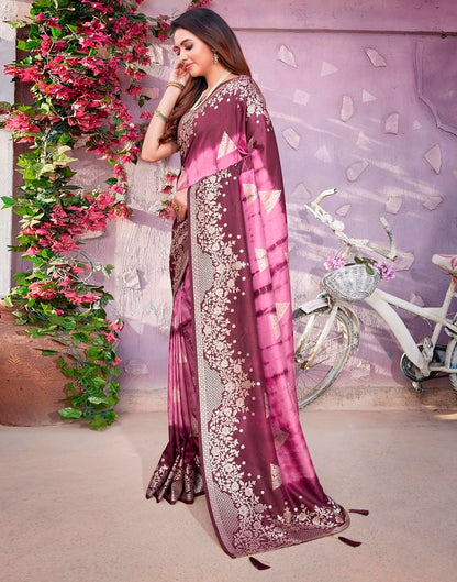 Pink Cotton Woven Saree