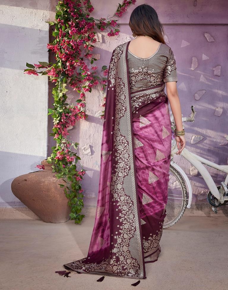 Pink Cotton Woven Saree