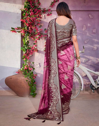Pink Cotton Woven Saree