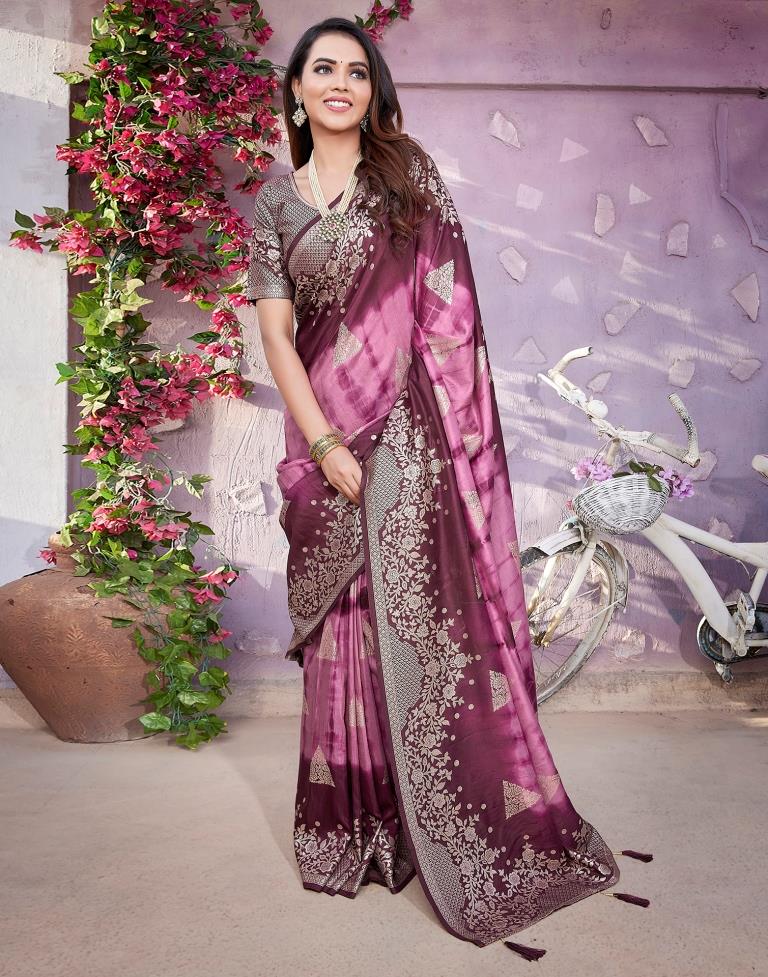 Pink Cotton Woven Saree